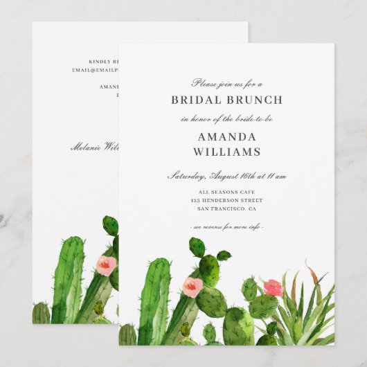 Elegant Cactus Garden | Vrijgezellenfeest bruiloft Kaart (Voorkant / Achterkant)