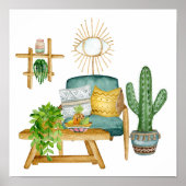 Elegant Cactus Garden waterverf Poster (Voorkant)