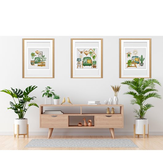 Elegant Cactus Garden waterverf Poster