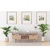 Elegant Cactus Garden waterverf Poster