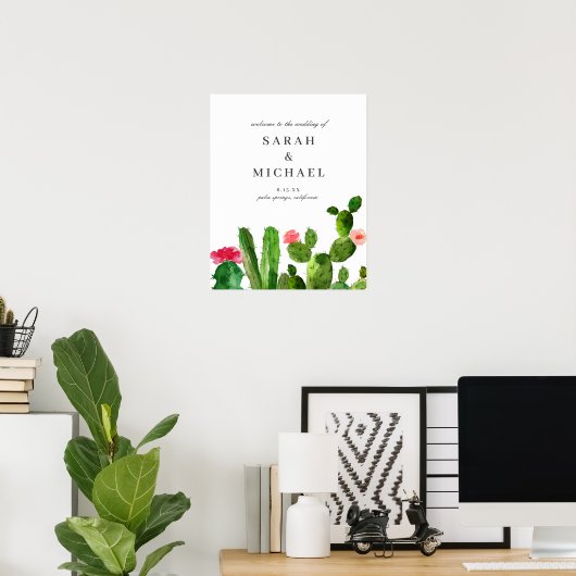 Elegant Cactus Garden | Welkom bruiloft Poster (Thuiskantoor)