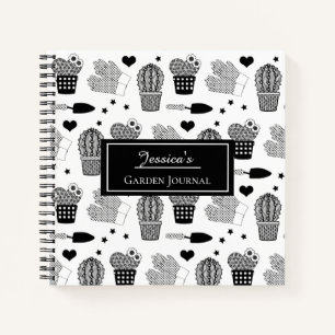 Elegant Cactus Pattern Personalized Garden Journal Notitieboek
