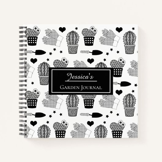 Elegant Cactus Pattern Personalized Garden Journal Notitieboek (Voorkant)