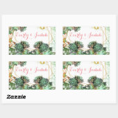 Elegant Cactus Succulent Coral Pink Wedding Rechthoekige Sticker (Vel)