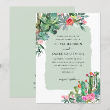 Elegant Cactus Succulent Greenery Floral Wedding