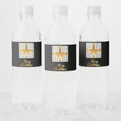 Elegant cadeau met gouden lint en polka stippen waterfles etiket (Flessen)