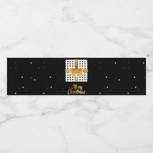 Elegant cadeau met gouden lint en polka stippen waterfles etiket (Enkel label)