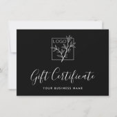 Elegant cadeaubon aangepast logo script zwart (Voorkant)