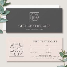 Elegant cadeaubon met eigen logo Roze Grijs