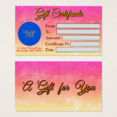 Elegant  cadeaubon visitekaartje (Voorkant /achterkant)