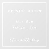 Elegant Cafe Bakery Boutique Winkel Open Uren Raamsticker (Vel)
