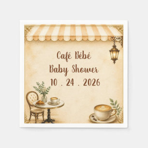Elegant Café Bébé Baby Shower Frans Bistro Beige Servet