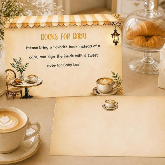 Elegant Café Bébé Baby Shower Franse Bistro Beige Informatiekaartje