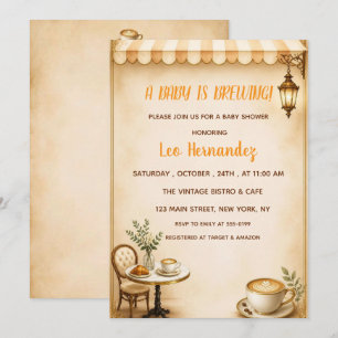 Elegant Café Bébé Baby Shower Franse Bistro Beige Kaart