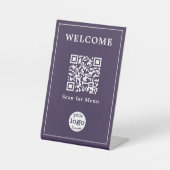 Elegant Cafe Restaurant Menu QR Code Business Logo Reclamebord Met Voetstuk (Voorkant)