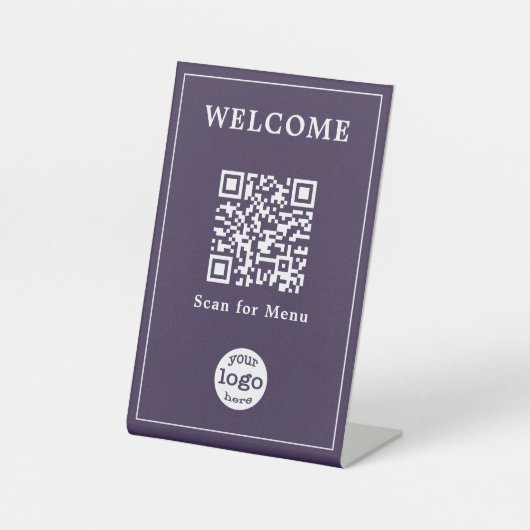 Elegant Cafe Restaurant Menu QR Code Business Logo Reclamebord Met Voetstuk (Voorkant)