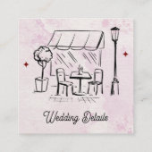 Elegant Café Sketch Illustration Wedding Details Informatiekaartje (Achterkant)