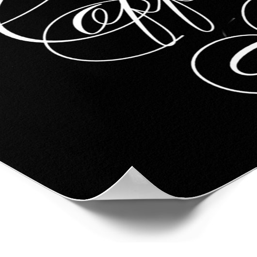 Elegant cafebalk — wit script | Horizontale tabel Poster (Hoek)