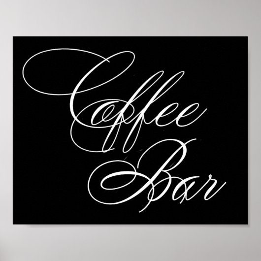 Elegant cafebalk — wit script | Horizontale tabel Poster (Voorkant)