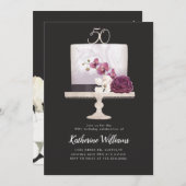 elegant cake 50e verjaardag uitnodiging (Voorkant / Achterkant)