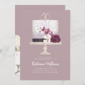 elegant cake 50e verjaardag uitnodiging (Voorkant / Achterkant)