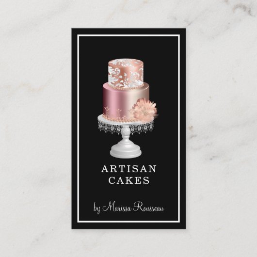 Elegant Cake Baker Pastry Chef Black Visitekaartje (Voorkant)