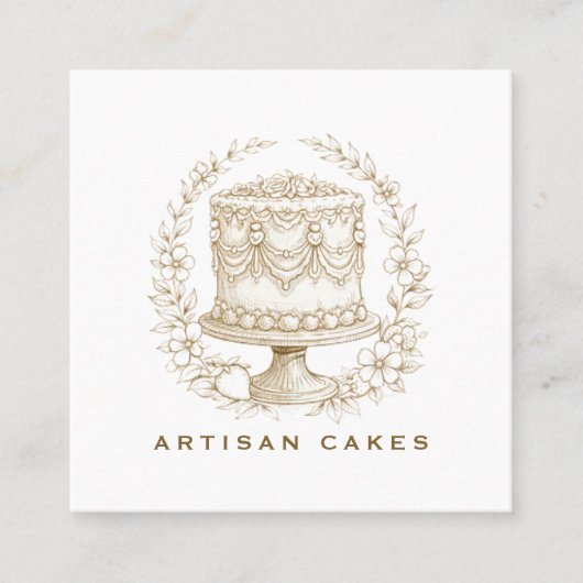 Elegant Cake Bakery Logo Vierkante Visitekaartje (Voorkant)