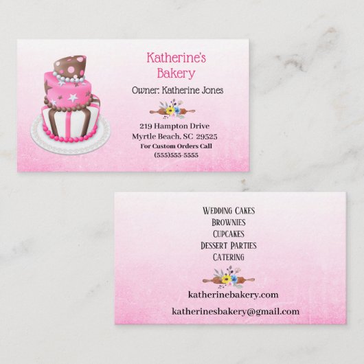 Elegant Cake Bakery Visitekaartjes (Voorkant / Achterkant)