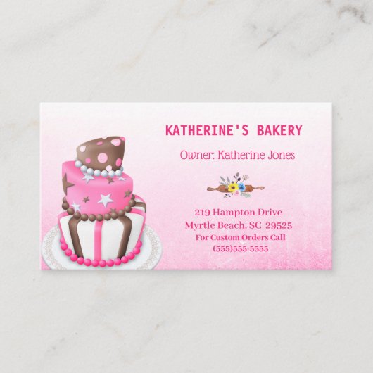 Elegant Cake Bakery Visitekaartjes (Voorkant)