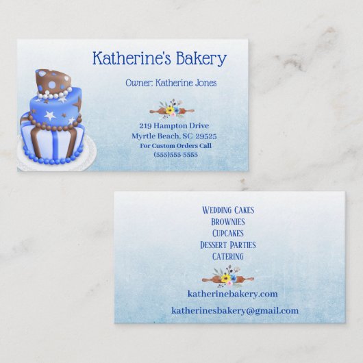 Elegant Cake Bakery Visitekaartjes (Voorkant / Achterkant)
