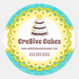 Elegant Cake Bakkerij Damask Gele Scallop Seals Ronde Sticker
