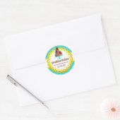 Elegant Cake Bakkerij Damask Gele Scallop Seals Ronde Sticker (Envelop)