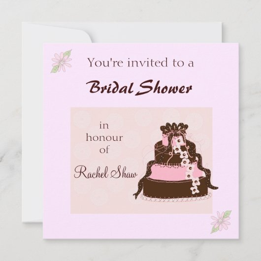 Elegant Cake Bridal Shower Invitation Kaart (Voorkant)