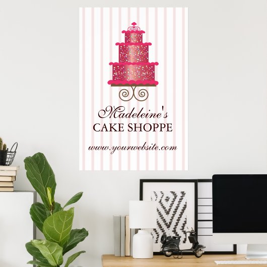Elegant Cake Custom Bakery Business Poster (Thuiskantoor)