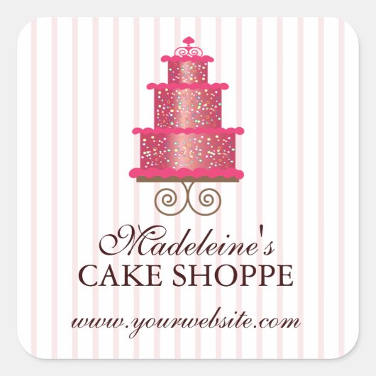 Elegant Cake Custom Bakkerij Zakelijke Sticker (Voorkant)