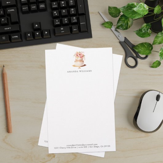 Elegant Cake Custom Letterhead Briefpapier