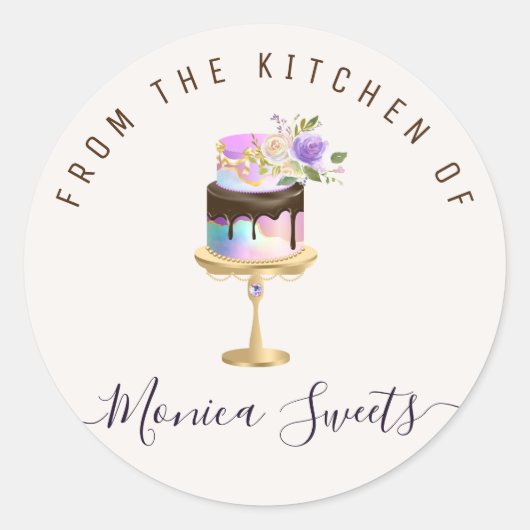 Elegant cake-etiket ronde sticker (Voorkant)