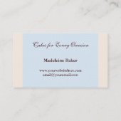 Elegant Cake on Blue Custom Bakery Visitekaartje (Achterkant)