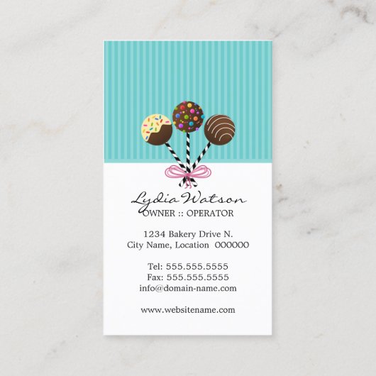 Elegant Cake Poppen Bakery Visitekaartje (Achterkant)