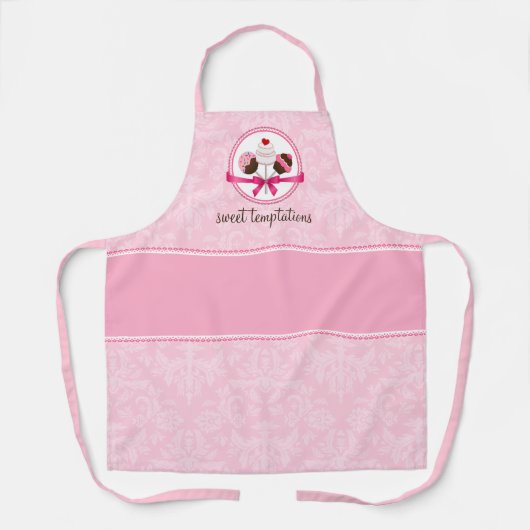 Elegant Cake Poppen en Damask Schort (Voorkant)