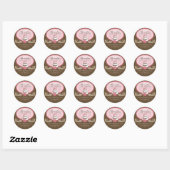 Elegant Cake Roze Bruine Bakkerij Box Seals Ronde Sticker (Vel)