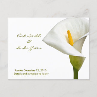 Elegant Cala Lily - Sparen de Datum wit Aankondigingskaart