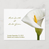 Elegant Cala Lily - Sparen de Datum wit Aankondigingskaart (Voorkant)