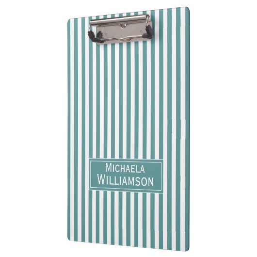 Elegant Calciet Blauw & Wit Stripes Unieke Trendy Klembord (Links)