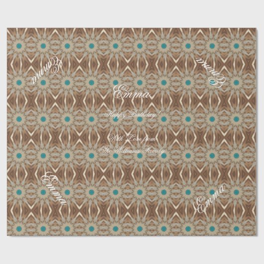 Elegant caleidoscopisch ontwerp chique bruine turk cadeaupapier (Vlak)