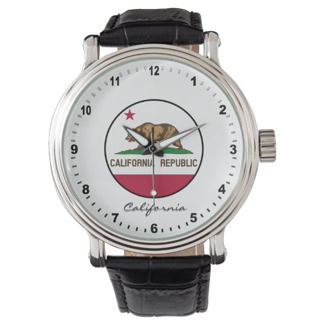 Elegant California Watch & California Flag / Veren Horloge (Voorkant)