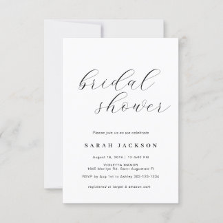 Elegant Caligraphy Bridal Shower Invitation Kaart