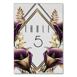 Elegant Calla Lily Floral Table Number Kaart