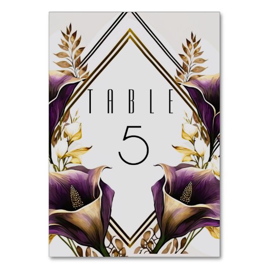 Elegant Calla Lily Floral Table Number Kaart (Voorkant)