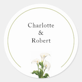 Elegant Calla Lily gepersonaliseerd Ronde Sticker